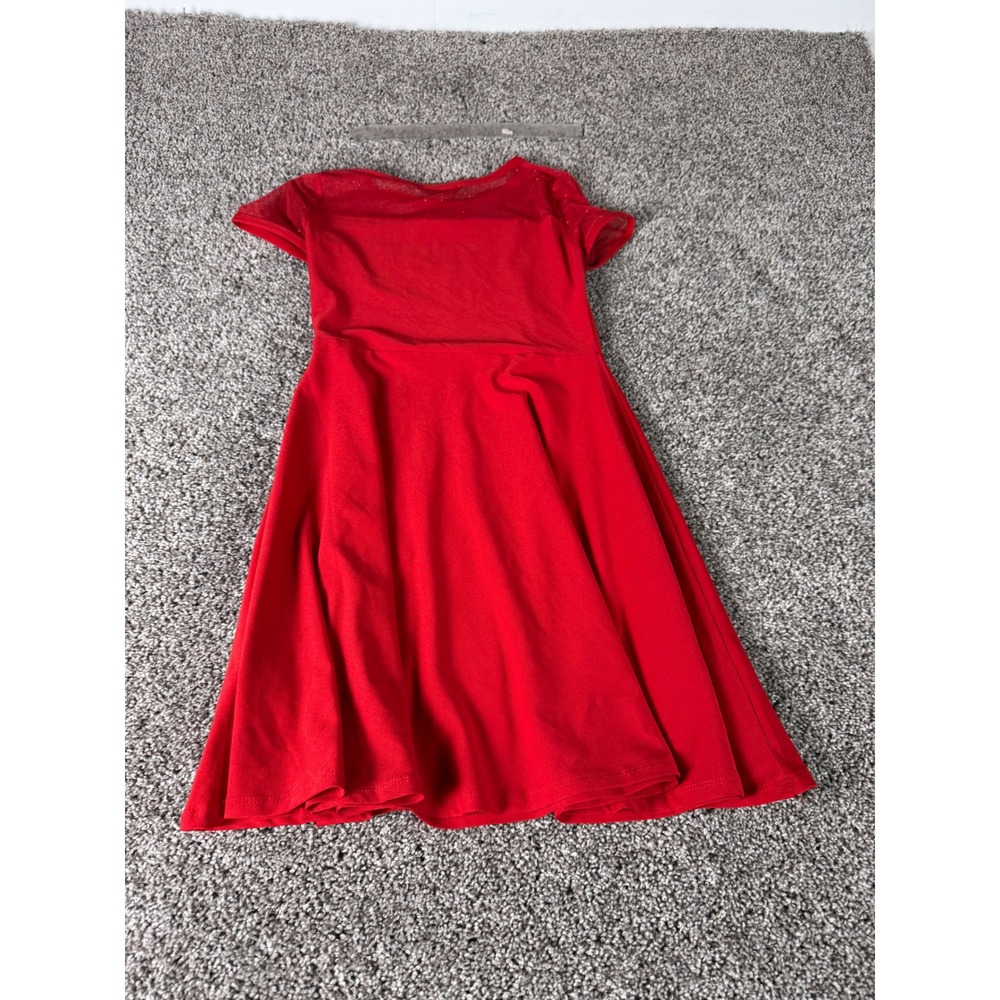UKIDS Little Star Girls Red Mesh Yoke Skater Dress Size M 10/12 K730-2316